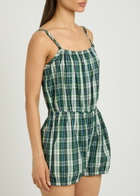 Suzie Kondi Dassia Checked Cotton-poplin Romper Green