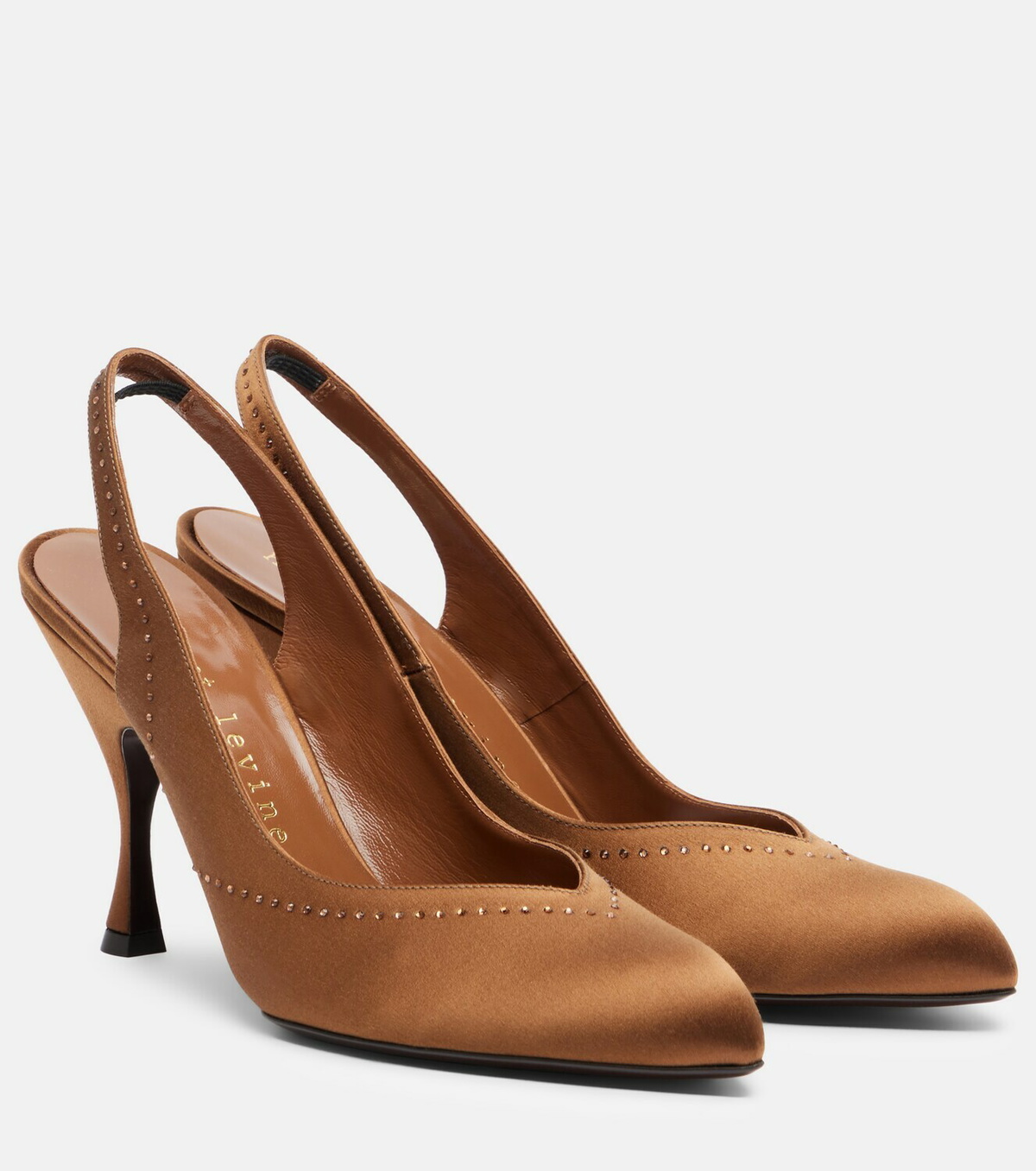 Herbert Levine Star Dust 85 embellished satin slingback pumps