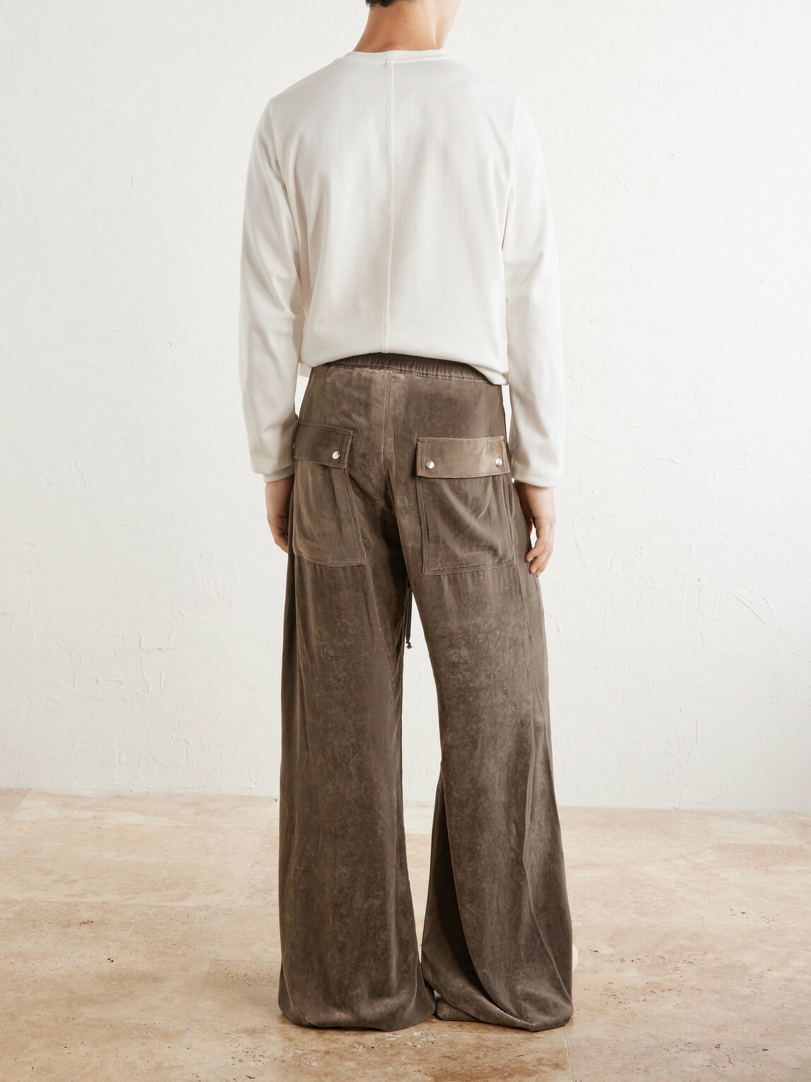 Rick Owens - Bela Wide-Leg Drawstring Velour Trousers - Neutrals