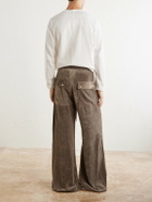 Rick Owens - Bela Wide-Leg Drawstring Velour Trousers - Neutrals