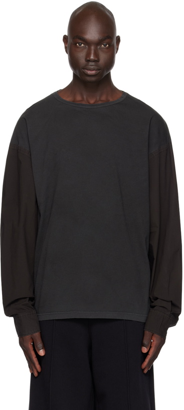 Photo: MM6 Maison Margiela Gray Paneled Long Sleeve T-Shirt