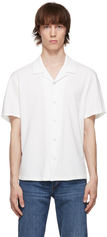 Photo: rag & bone White Cotton Knit Avery Short Sleeve Shirt