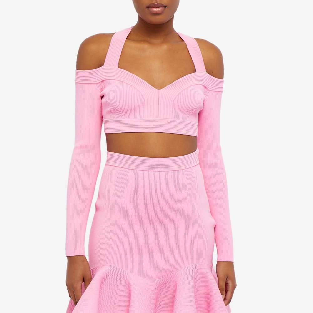 Alexander McQueen Women's Knit Crop Top in Sugar Pink Alexander McQueen Women's Knit Crop Top in Sugar Pink