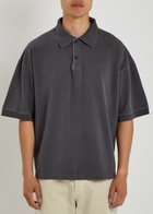 Agolde Curren Piqué Cotton Polo Shirt Charcoal