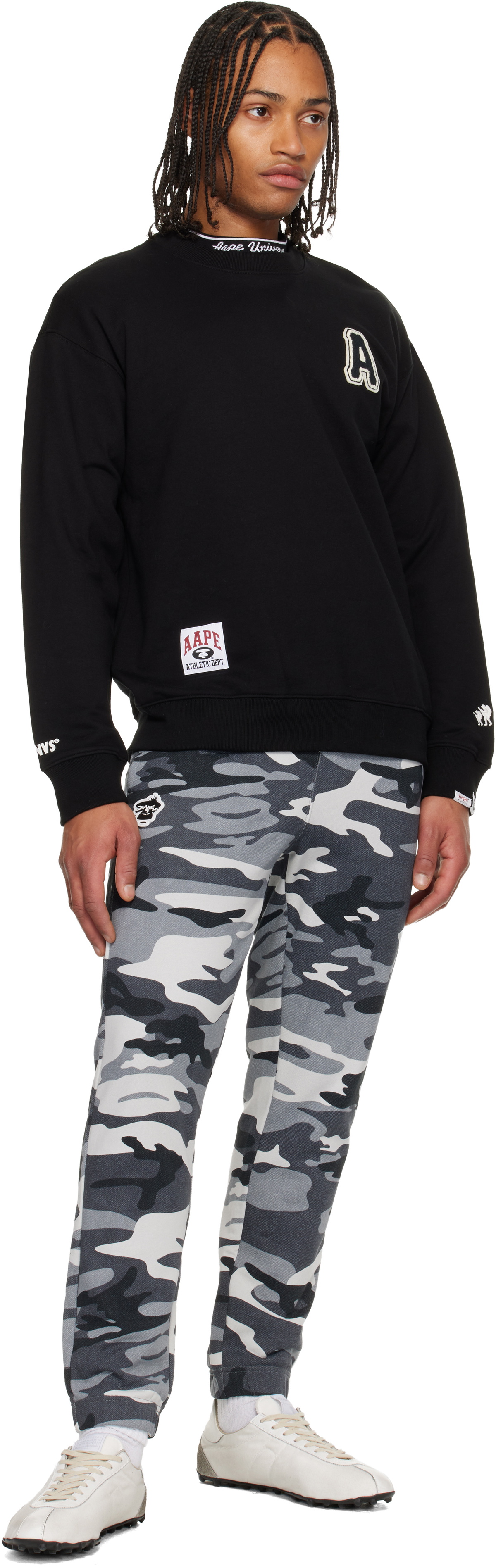 AAPE by A Bathing Ape Gray Logo Patch Sweatpants