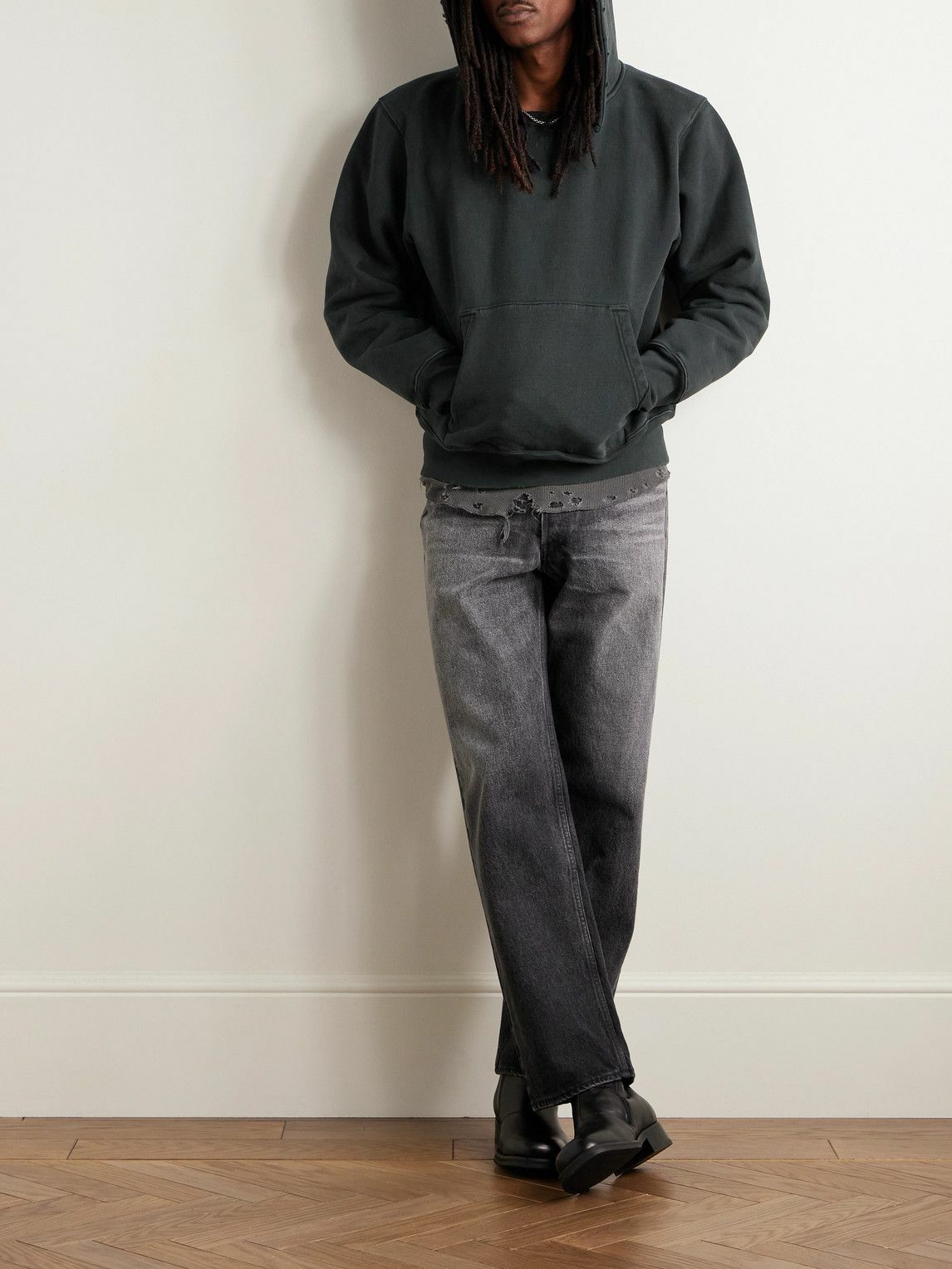 Our Legacy - Relic Cropped Distressed Cotton-Jersey Hoodie