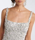 Là Fuori Floral sequined minidress
