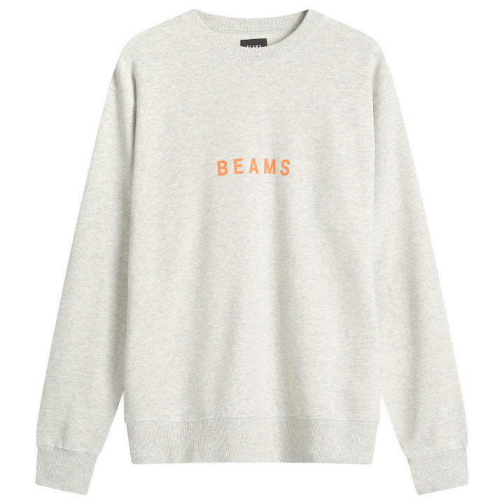 Photo: BEAMS Men's Logo Crew Sweatshirt in Oatmeal