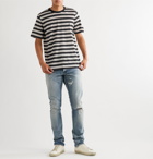 SAINT LAURENT - Logo-Embroidered Striped Wool-Jersey T-Shirt - Unknown