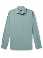 Zegna - Washed-Silk Shirt - Blue