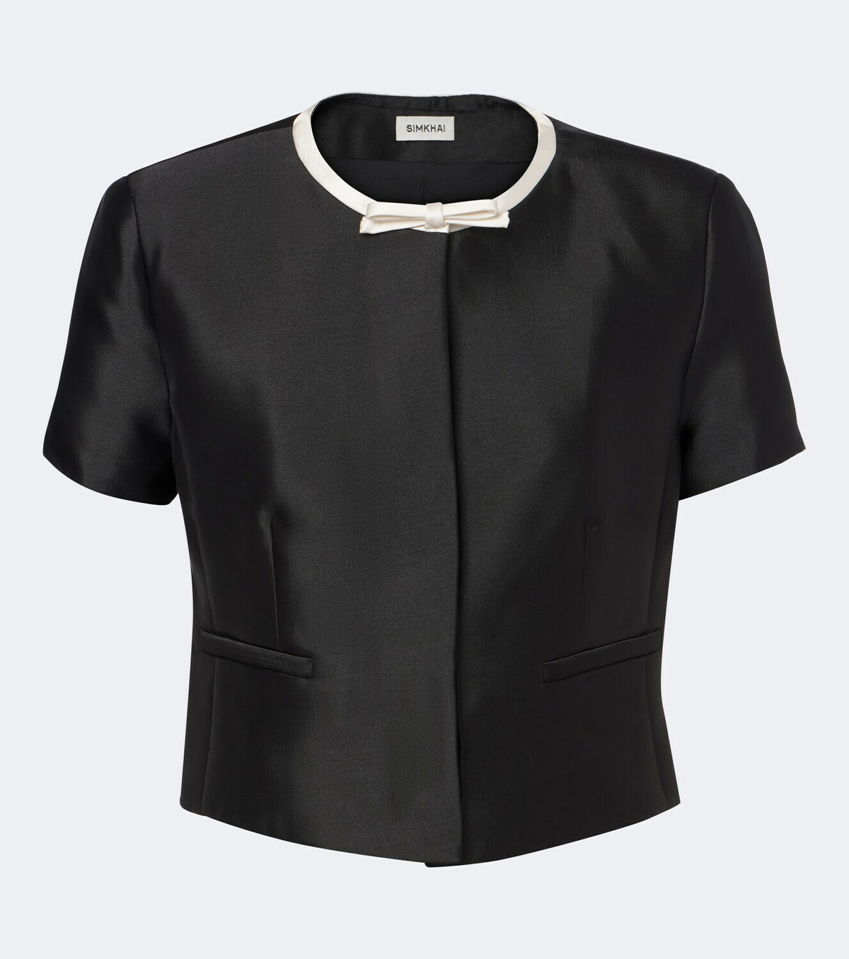 Simkhai Naelle bow-detail cropped satin top