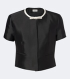 Simkhai Naelle bow-detail cropped satin top