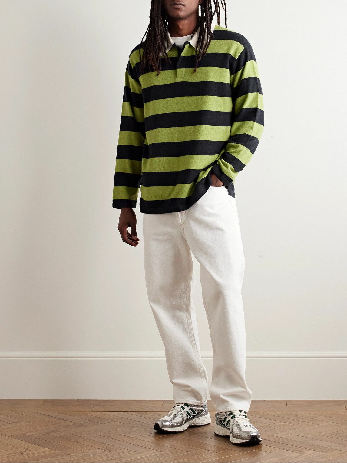 Guest In Residence - Rugby Striped Cashmere Polo Shirt - Green