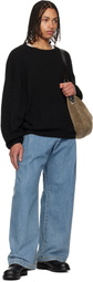 Fear of God ESSENTIALS Black Signature Waffle 90s Crewneck Sweater