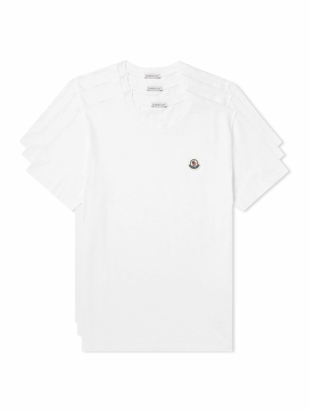 Photo: Moncler - Three-Pack Logo-Appliquéd Organic Cotton-Jersey T-Shirts - White