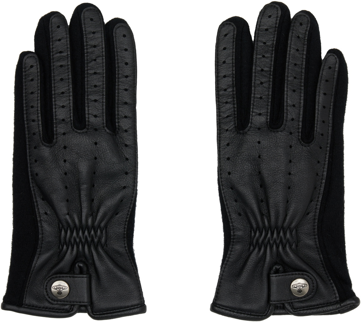 Vivienne Westwood Black Leather Logo Gloves Vivienne Westwood