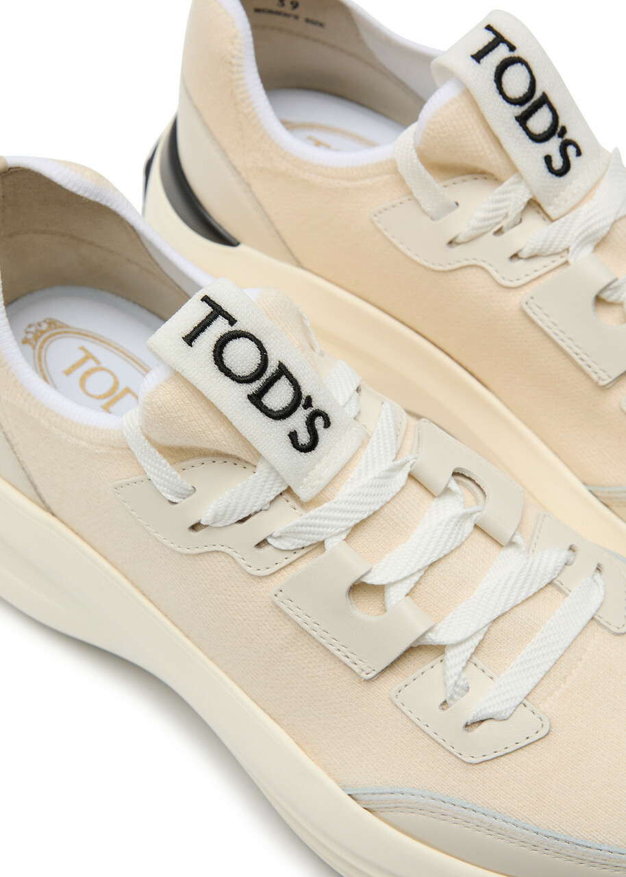 Tods Sportiva 81L Panelled Knit Sneakers Beige