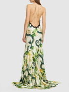 ROBERTO CAVALLI Printed Silk Twill Crisscross Maxi Dress