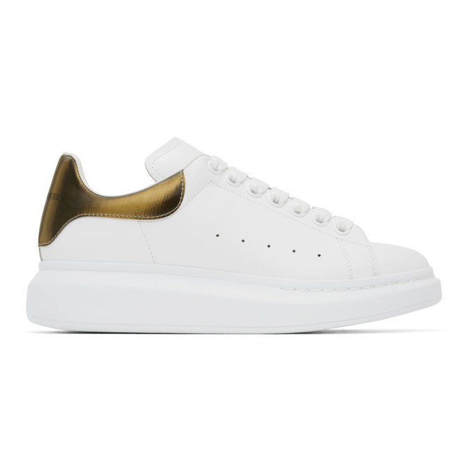 Photo: Alexander McQueen White and Gold Oversized Sneakers