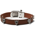 Gucci - Burnished-Leather and Silver-Tone Bracelet - Men - Brown