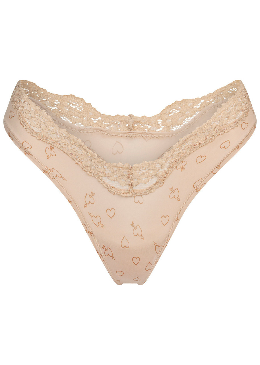 Skims Printed Stretch-jersey Thong Multicoloured