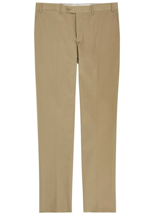 Photo: Canali Tapered-leg Stretch-cotton Poplin Trousers Stone