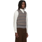LEMAIRE Gray V-Neck Jacquard Sweater Vest