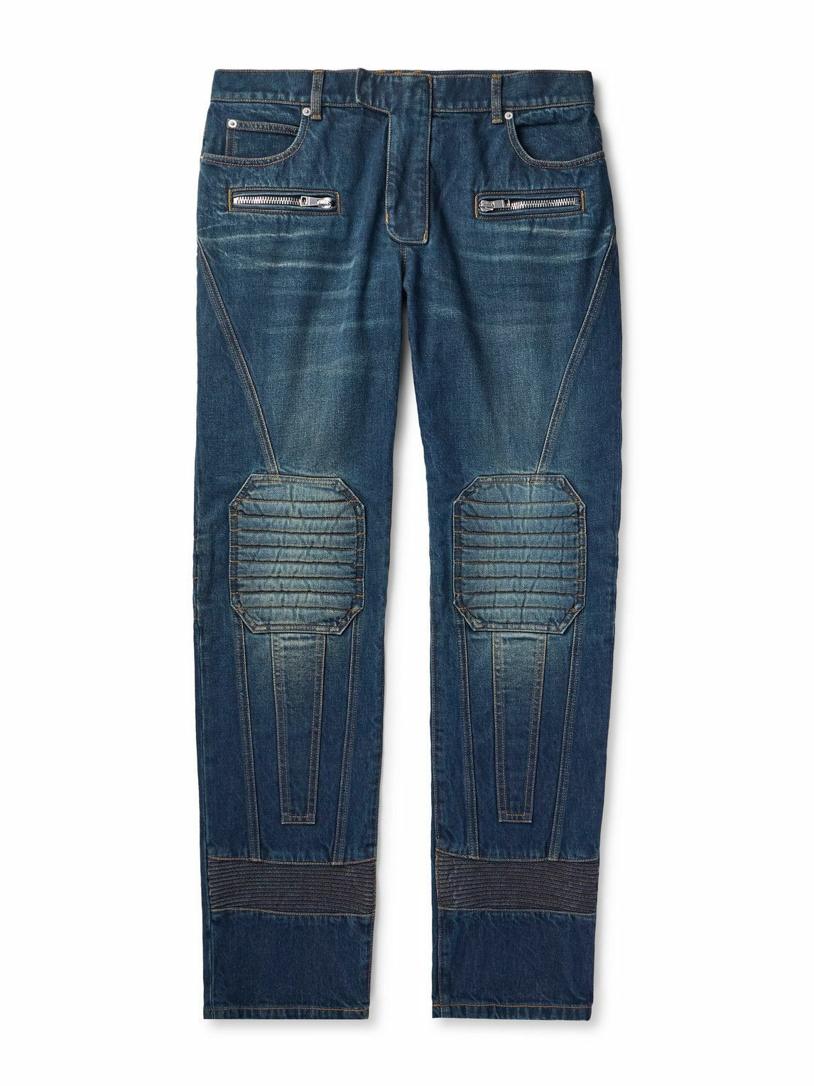 Balmain - Straight-Leg Biker Jeans - Blue Balmain