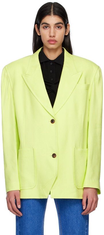 Photo: Pushbutton Green Folded Point Blazer