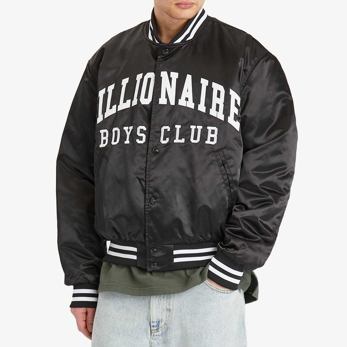 Billionaire Boys Club Men's College Satin Bomber Jacket in Black