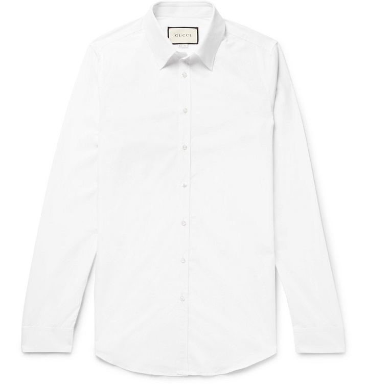 Photo: Gucci - Slim-Fit Cotton-Poplin Shirt - White