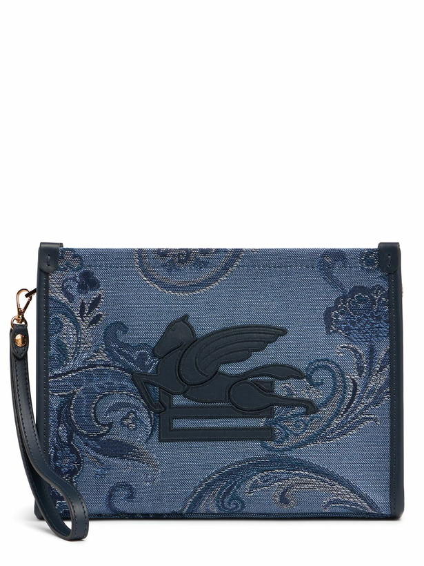 Photo: ETRO Medium Fiore Denim Jacquard Pouch