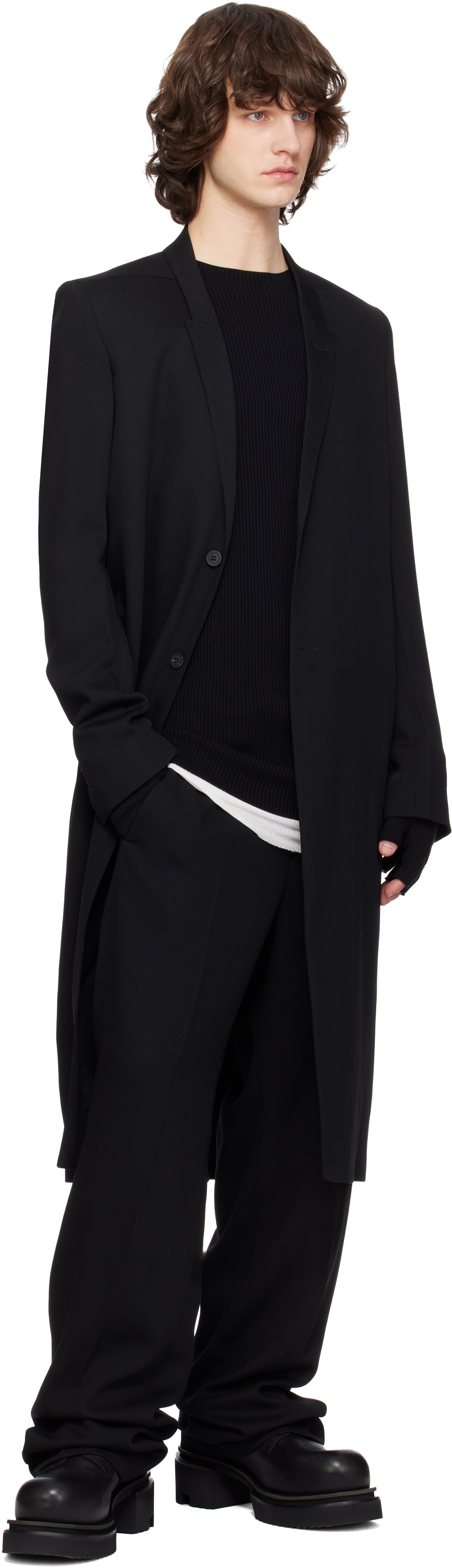 Rick Owens Black Temple Concordian Coat