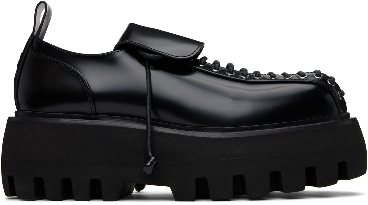 McQueen Black Sofa Lace Up Derbys