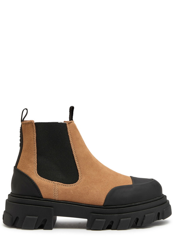 Photo: Ganni Panelled Suede Chelsea Boots Tan