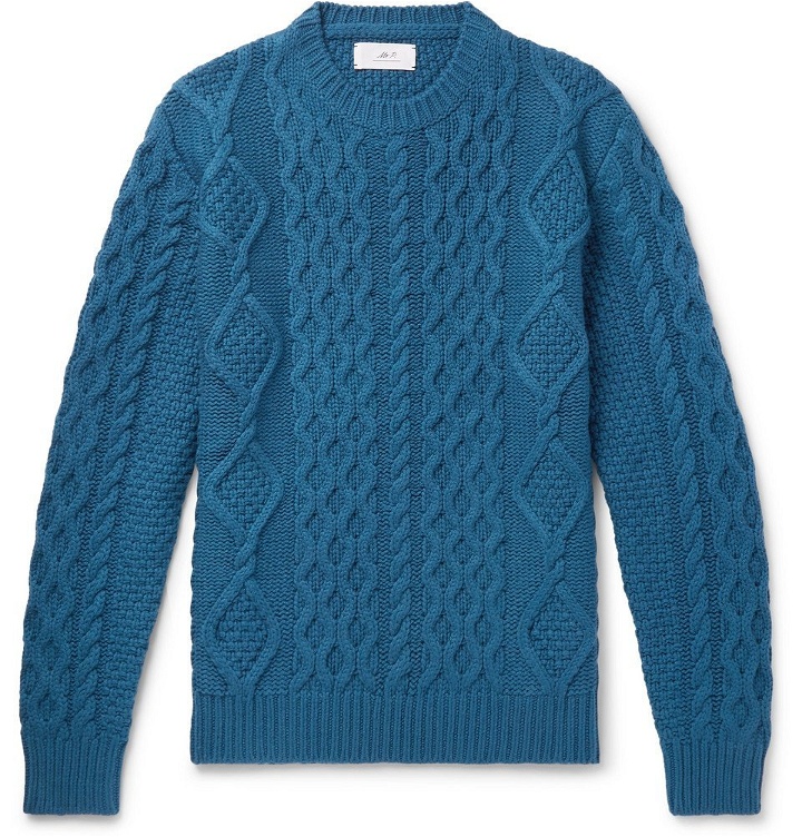 Photo: Mr P. - Cable-Knit Merino Wool and Cashmere-Blend Sweater - Men - Teal