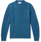 Mr P. - Cable-Knit Merino Wool and Cashmere-Blend Sweater - Men - Teal