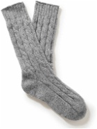 Johnstons of Elgin - Cable-Knit Donegal Cashmere-Blend Socks