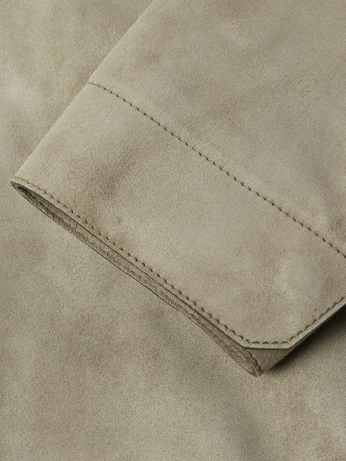 Zegna - Slim-Fit Suede Biker Jacket - Neutrals