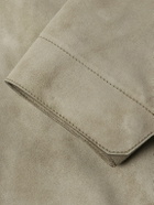 Zegna - Slim-Fit Suede Biker Jacket - Neutrals