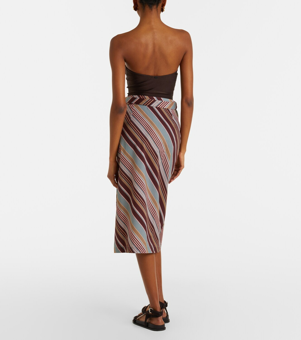Adriana Degreas Striped cotton-blend beach cover-up