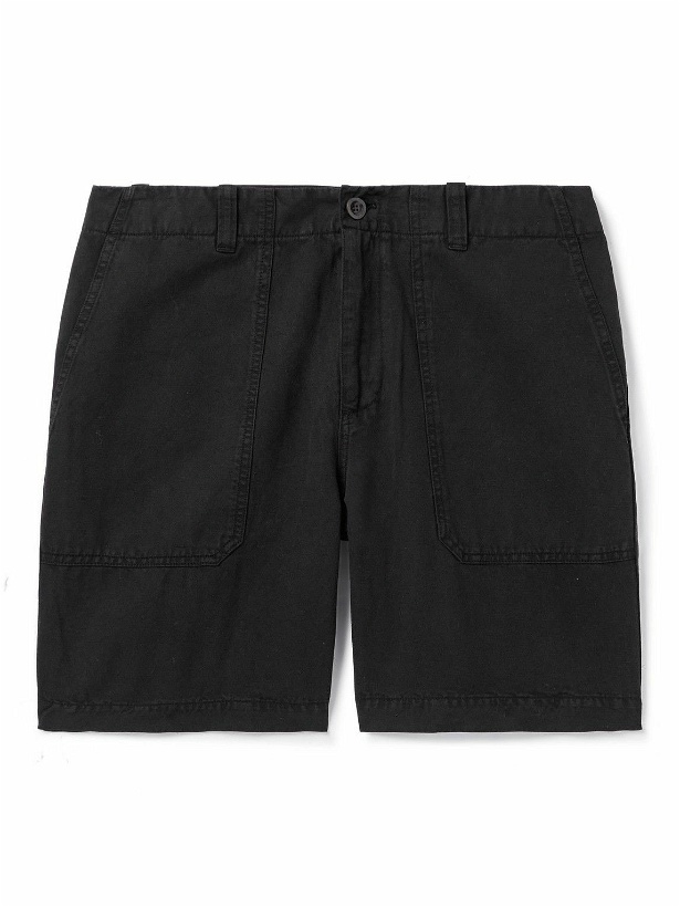 Photo: Mr P. - Straight-Leg Cotton and Linen-Blend Cargo Shorts - Black