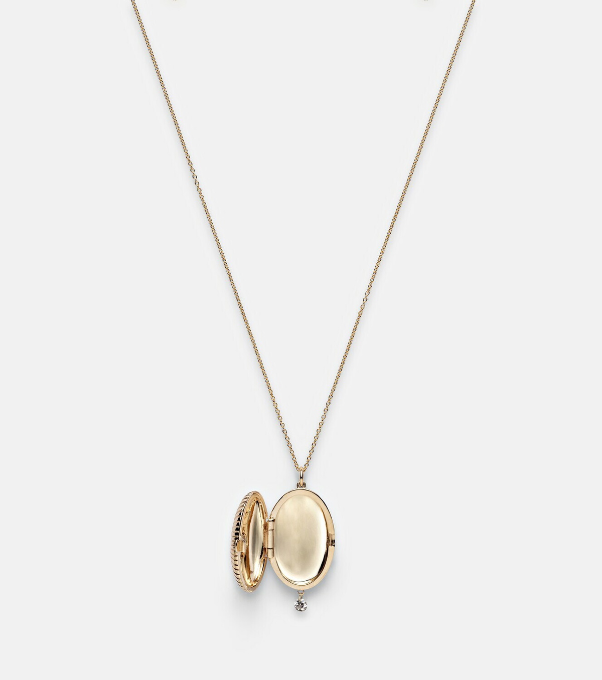 Persée 9kt gold locket necklace with diamonds