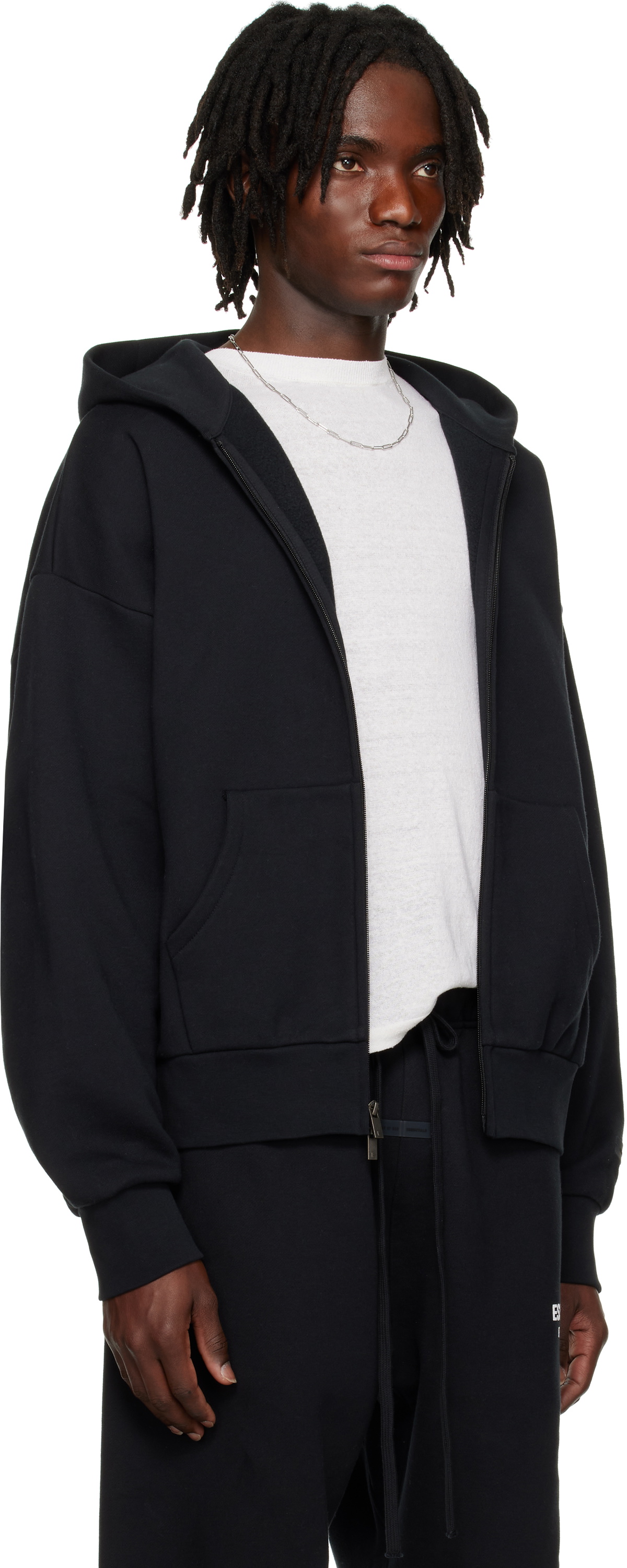 Fear of God ESSENTIALS Black Classic Full Zip-Up Hoodie Fear Of