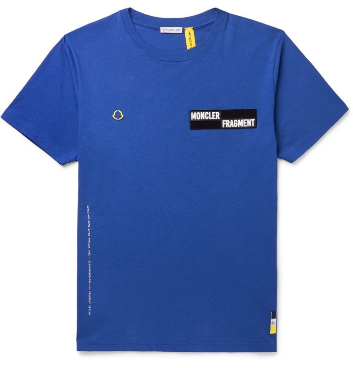 Photo: Moncler Genius - 7 Moncler Fragment Oversized Logo-Appliquéd Cotton-Jersey T-Shirt - Blue