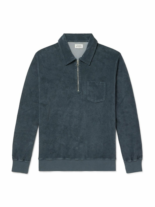 Photo: Hartford - Cotton-Blend Terry Half-Zip Sweatshirt - Gray