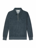 Hartford - Cotton-Blend Terry Half-Zip Sweatshirt - Gray