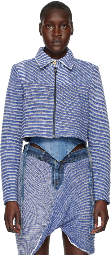 Photo: VITELLI SSENSE Exclusive Blue Swirl Denim Jacket