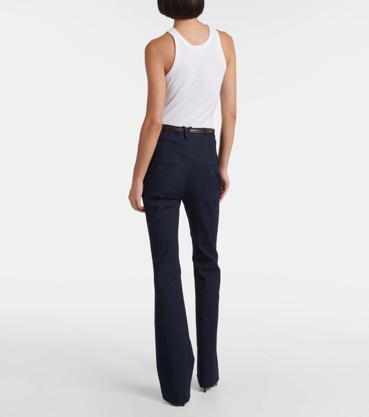 Veronica Beard Gracie belted high-rise bootcut jeans