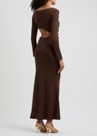 Christopher Esber Spiral Crystal Stretch-jersey Maxi Dress Dark Brown